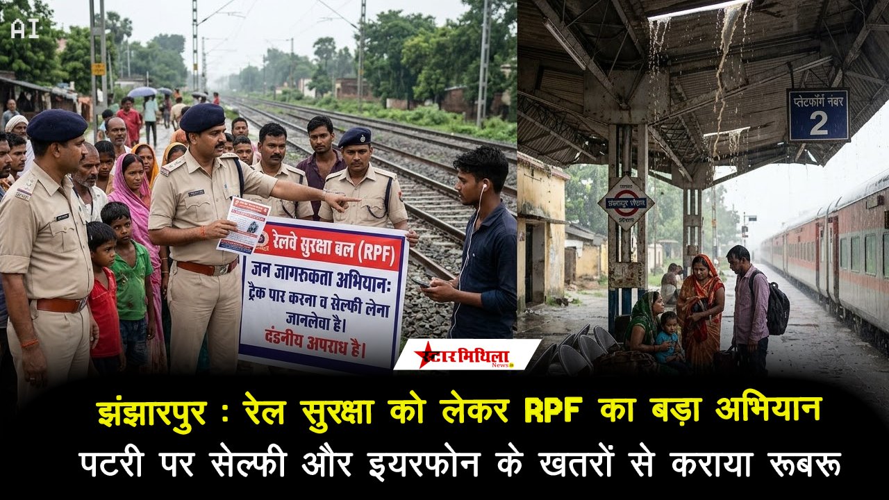 झंझारपुर: रेल सुरक्षा को लेकर RPF का बड़ा अभियान, पटरी पर सेल्फी और इयरफोन के खतरों से कराया रूबरू