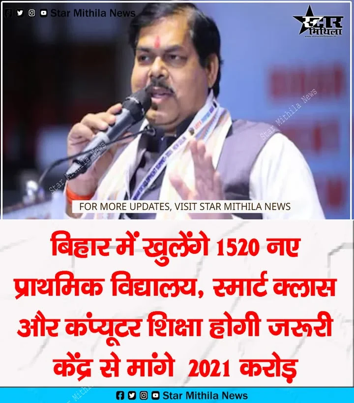 बिहार में खुलेंगे 1520 नए प्राथमिक विद्यालय, स्मार्ट क्लास और कंप्यूटर शिक्षा होगी जरूरी; केंद्र से मांगे ₹2021 करोड़