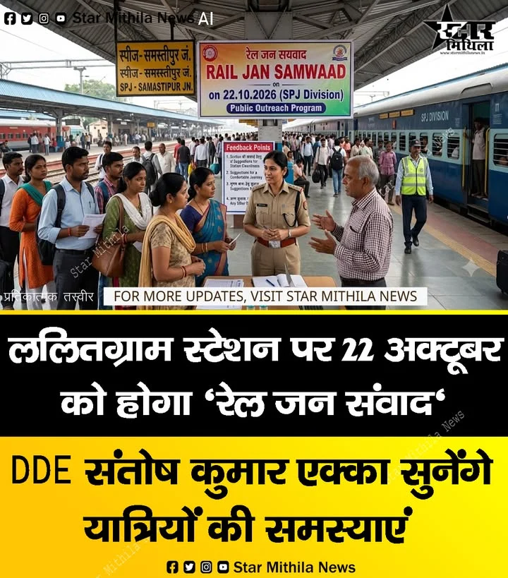 ललितग्राम (LLP) स्टेशन पर 22 अक्टूबर को ‘रेल जन संवाद’, DEE संतोष कुमार एक्का सुनेंगे यात्रियों की समस्याएं