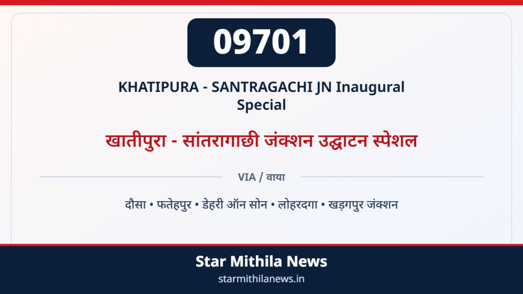 09701 खातीपुरा – सांतरागाछी जंक्शन उद्घाटन स्पेशल