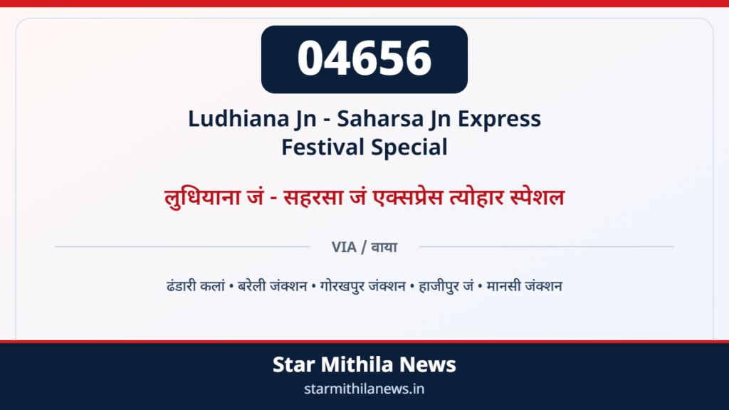 04656 लुधियाना जं - सहरसा जं एक्सप्रेस त्योहार स्पेशल — 2