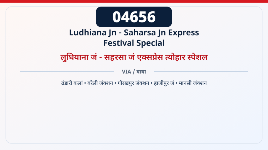 04656 लुधियाना जं - सहरसा जं एक्सप्रेस त्योहार स्पेशल — 2