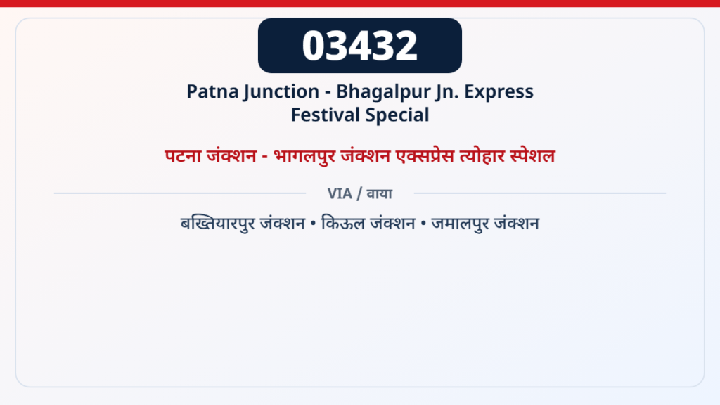 03432 पटना जंक्शन - भागलपुर जंक्शन एक्सप्रेस त्योहार स्पेशल — 2